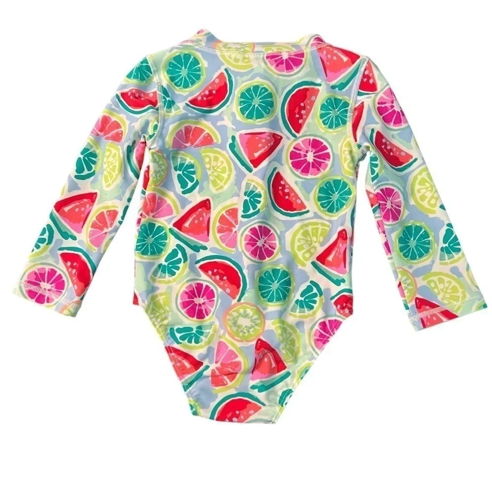 TOMMY BAHAMA GIRLS ONE PIECE LONG SLEEVE FRUIT PATTERN SWIMSUIT SIZE 18 MONTHS